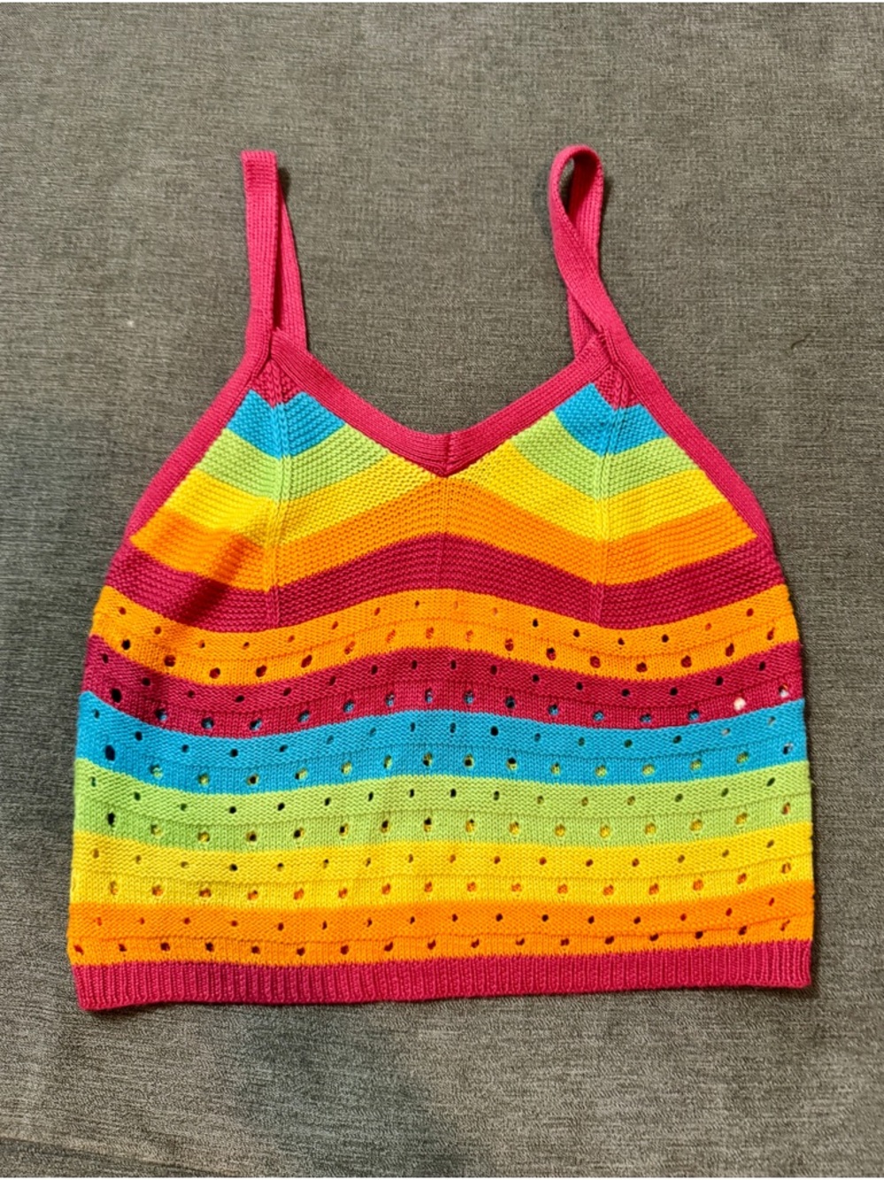 Ultra Flirt Rainbow Striped Cropped Tank- Pink, Yellow, Orange, Blue, Green{y2}